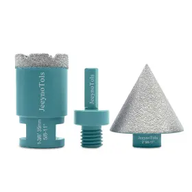D01035801 Jeeynotols Diamond Core Drill Bit Set 3pcs 1-3/8 Inch 35mm Hole Saw 2 50mm Beveli