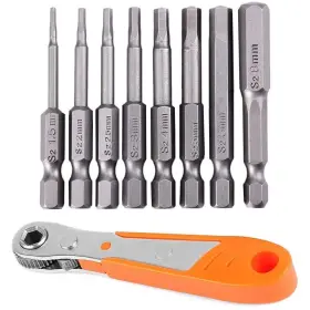 Jenoco 855814007307 Impact Driver Allen Bits Set Hex Head Bit Long Alan Wrench Key Power Drill 1/