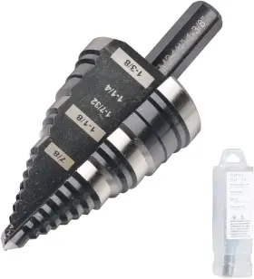 Jerax Tools 705353026898 1/4 To 1-3/8 Inch Step Drill Bit Straight Grooved Double Fluted M2 High Speed S
