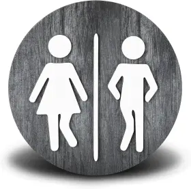 Jetec-signs-0892 Jetec Wooden Bathroom Sign Unisex Restroom Rustic Mens And Womens Grey