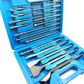 Jfogo 792288649827 Rotary Hammer Drill Bits Set And Chisels- 17 Pieces Sds Plus Concrete Masonry H