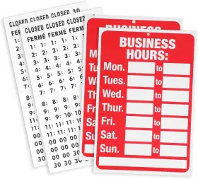 685508 Jiyin 2 Set Business Hours Open Closed Sign Kit For 11.81 X 7.87 Inches Red White
