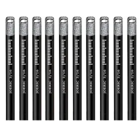 J056 Joeric Black Dry Diamond Bits Set 10 Pcs 3/16 Inch 5mm Hole Saw Kit With Storag