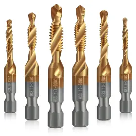 Cdt001 Junreox 6 Pack Combination Drill And Tap Set Professional Hss Titanium Thread