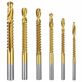 5354yyny4131  Jxiwfvl 6 Pack 3-8mm Serrated Side Cutting Drill Bit Titanium Coated Hss Twist Drills