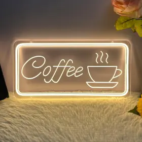 Kae10-cf02-t8ww-40 Kaegort 20 Coffee Bar Neon Sign For Wall Decor Usb-powered 15.74 Inch X 7.87 Cf02