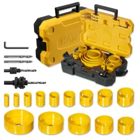 Kata 602835319564 Bi-metal Hole Saw Kit 19 Pieces M42 Steel Set With 3/4 Inch -4-3/4