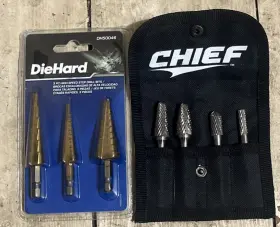 F0790 Kaufhof 4piece Titanium Carbide Bitts Inch Chief Diehard 3 Pc High Speed Step Drill Bits