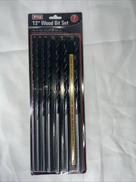 King 657807137608 12 Inch Long Drill Bit Set For Wood 7 Pieces New