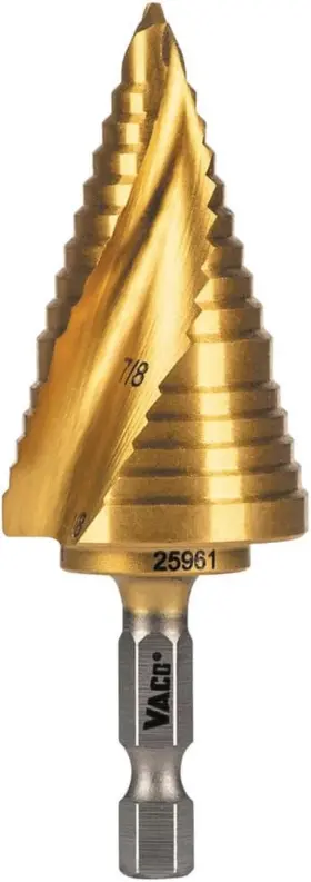 25961 Klein Tools Step Drill Bit 7/8 To 1-1/8-inch Spiral Double-fluted Cut T