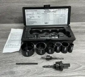 31180 Klein Tools Vtg Electricians Hole Saw Kit #31180 Complete Lightly Used Metal / Wood