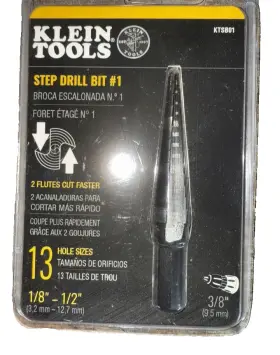 Ktsb01 Klein Tools Step Drill Bit Double-fluted #1 1/8 To 1/2-inch 13 Holes