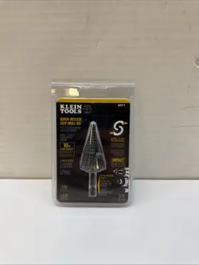 Qrst11 Klein Tools Step Drill Bit Quick Release Double Spiral Flute 7/8 Inch To 1-1/8