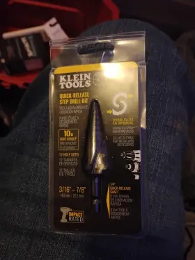 Qrst14 Klein Tools Step Drill Bit Quick Release Spiral Flute 3/16 To 7/8 In