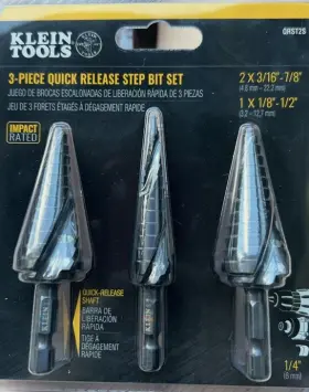 Qrst2s Klein Tools Step Drill Bit Set Quick-release Double Fluted 3-piece