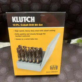 4986604 Klutch Heavy Duty Cobalt Drill Bit Set - 1/2 Inch Dia. Shank 12-pc. New