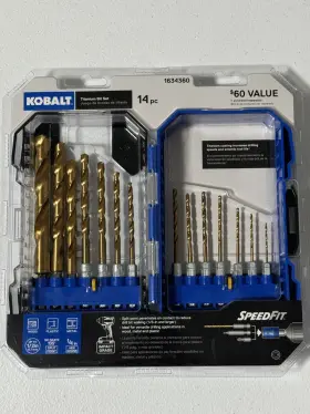 0155488 Kobalt 14-piece Titanium Coated Hss Twist Drill Bit Set Jobber Length With Case