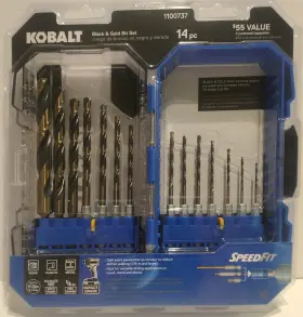 1100737 Kobalt 14 Pc Black And Gold Drill Bit Set Impact Grade Item New