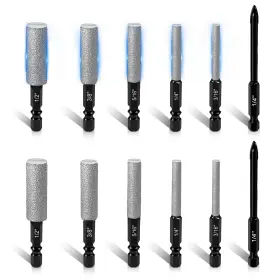 Kon-jgszt001 Konvixon 12pcs Diamond Drill Bit Set 35mm Extended Brazed Grinding Surface D