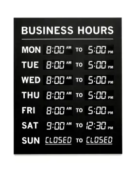 Kubik Letters Bshr01 Business Hours Sign With Vinyl For 9.25 Inch X 11.50 Black