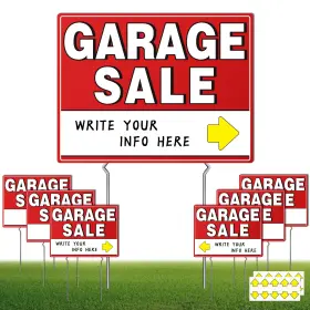 Df-gs-01 Kuco 7 Pcs Garage Sale Sign With Metal Stakes 17 Inch X 13 Large Signage Red