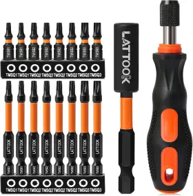 Lattook 445053938925 Double Square 8 Point Star Bit Set With Quick Change Driver 17pcs