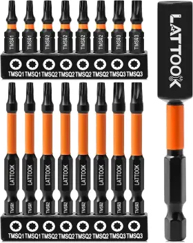 Lattook 744759557193 Double Square 8 Point Star Bit Set 17pcs Torx Bits 2 Dri