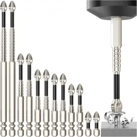Lazrdy11 313035757765 High Magnetic Screwdriver Drill Bit Set - 12pcs K5 Impact Resistant Non Slip