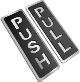 Maoxh001 Lembang Push Pull Door Sign Vertical Double Layer Silver/black