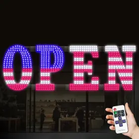 3010-open-swrb-mg-us Lemonnova 30ftft X 10 Inch Led Open Signs For Buisness Remote 30 Usa Flag