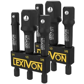Lexivon 840025248137 2-pack Impact Grade Socket Adapter Set 3 Inch Extension Bit With Holder 3-pi