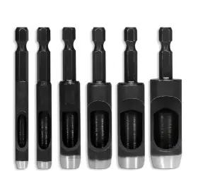 Os67030-ca Liberhaus 6pcs Leather Hole Punch Tool - Hollow Set Hex Shank Drill Bits Flexible Dr