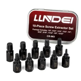 Llndei 768534782426 Screw Extractor Set Hex Head 10 Pcs Multi-spline For Stripped Bolts Cr-mo