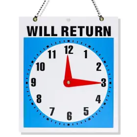 Lnq Luniqi 739944204228 1pcs Double- Sided Come In/open/will Return Sign With Clock Size 1 Blue