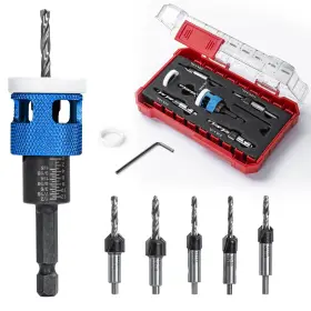 Lookdnds 768657158993 5pcs Countersink Drill Bit Set With Adjustable Depth Stop Woodworking Counte