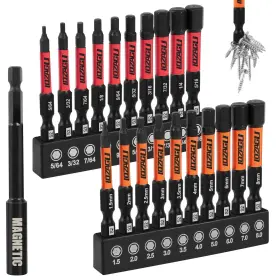 Loz-hb02 Lozagu 21-piece Hex Head Allen Wrench Drill Bit Set Metric And Sae S2 Steel H