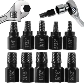Lsqcq1 Lpaby 10 Pcs Screw Extractor Set Hex Head Easy Out Bolt Multi-spline