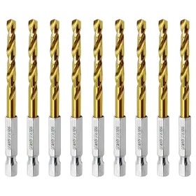 Lu&mn 761330616308 3/16 Inch Hex Shank Titanium Hss Twist Drill Bits 10pcs By