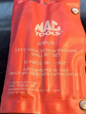 3233la-10 Mac Tools 10 Piece Left Hand Screw Machine Drill Bit Set