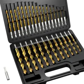 Macxcoip 445043166185 Hex Shank Drill Bit Set 30pcs Hss Titanium Twist For Sheet Metal Woo