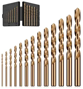 Macxcoip 726084349988 Cobalt Drill Bit Set 13pcs M35 High Speed Steel Jobber Length Kit For
