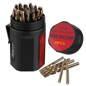 Macxcoip 738812625134 M35 Cobalt Drill Bit Set 29pcs High Speed Steel For Hardened M