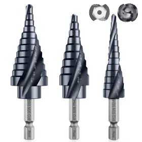 Macxcoip 739713982647 Upgrade M35 Cobalt Step Drill Bit With Ultra Tiain Coating 1/8 Inch 7/8 3pcs Unibi