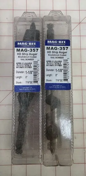357dlx.1816qc Mag-bit 303dlx.1216qc 2 Molybdenum Coated Nail Bomber Ship Auger 1-1/8 Inch