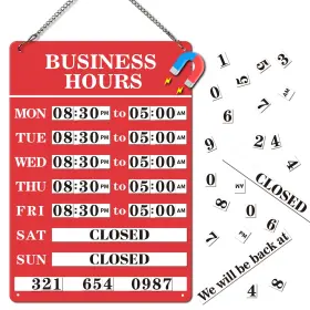 Yysj01 Magrooyar Magnetic Changeable Business Hours Sign Metal Of Operation 12 8in Red