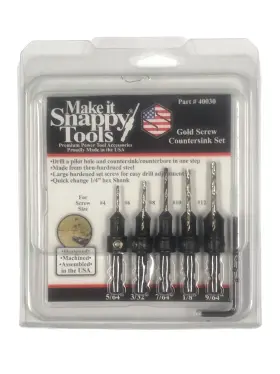 40030 Make In Snappy 5pc Countersink Drill Bit Set Made Usa Large Screw Quick Change