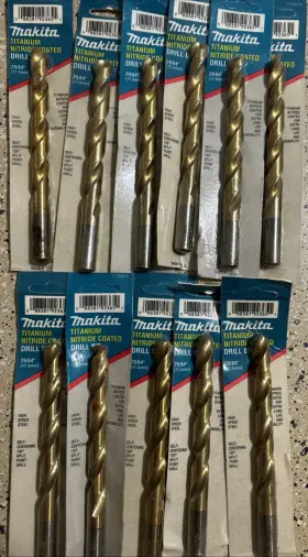711393-a Makita Lot 11 29/64 Inch Titanium High Speed Steel Drill Bit Jobber
