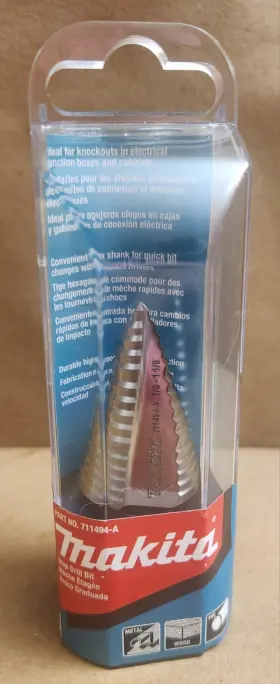 4-to-1-1 Makita 711494-a High Speed Steel Step Drill Bit 1/4-to-1-1/8-inch Nib A7