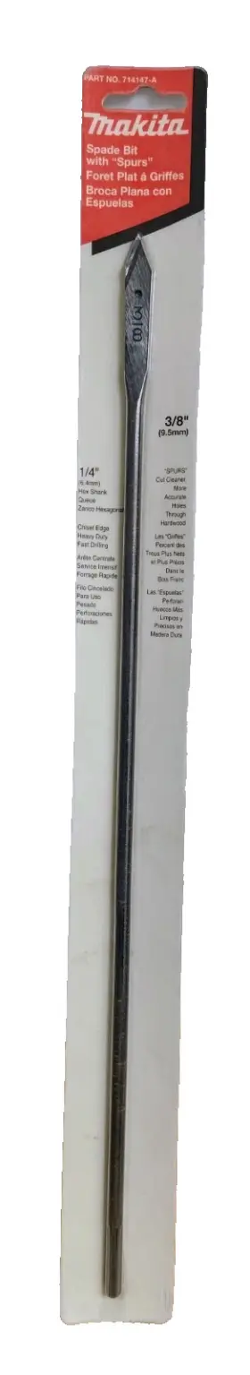 714147-a Makita Spade Bit With Spurs 3/8 Inch X 16