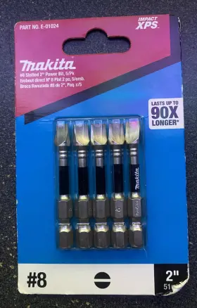 E-01024 Makita Impact Xps #8 Slotted 2 Inch Power Bit 5/pk New
